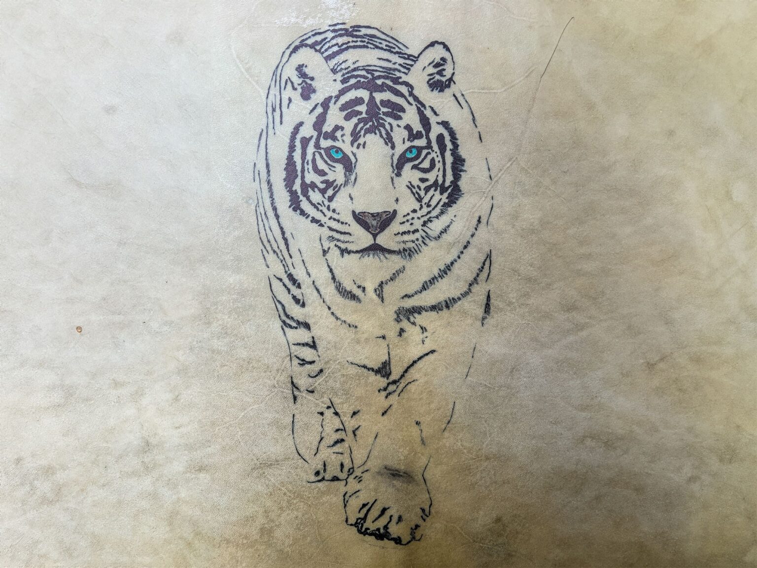 Hình xăm hổ trắng nghệ thuật trên giấy.