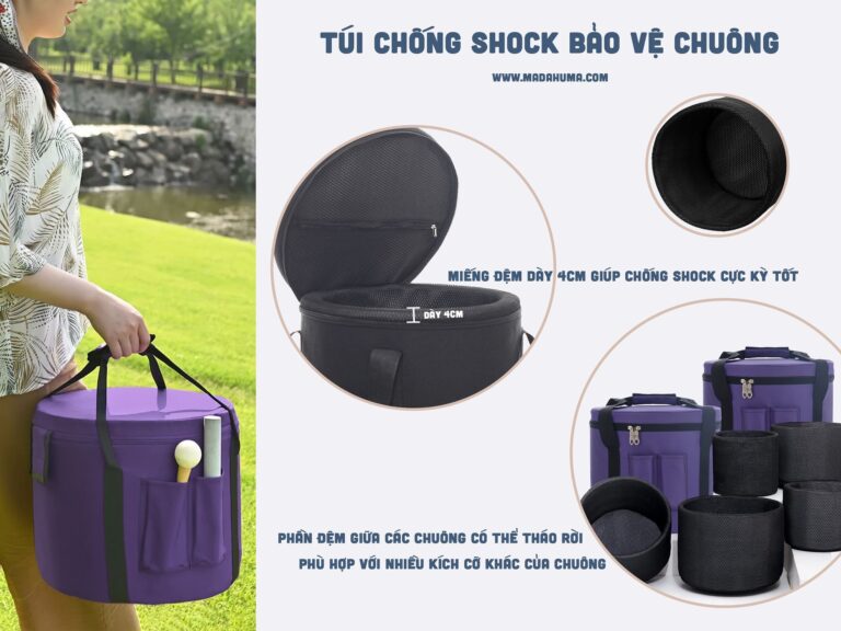 Túi chống sốc bảo vệ chuông tím, đệm 4cm.