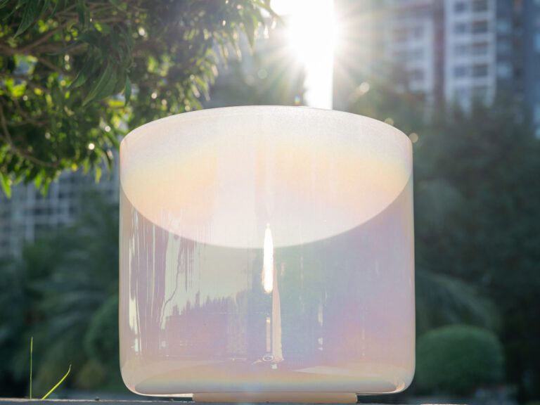 Chuông thạch anh 8 inch màu ngọc trai Note G 432hz