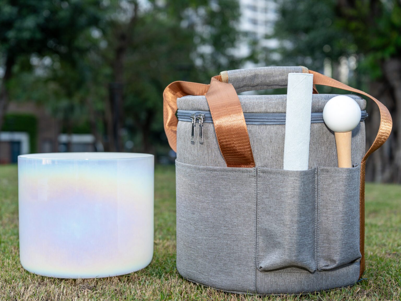 Chuông thạch anh 8 inch màu ngọc trai Note G 432hz