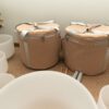 Bộ 7 Chuông Thạch Anh 8-14” Màu Trắng Mờ (White Frosted) với tùi màu be chụp trong nhà