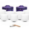 Bộ 7 Chuông Thạch Anh 8-14” Màu Trắng Mờ (White Frosted) với tùi màu tím