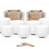 Bộ 7 Chuông Thạch Anh 8-14” Màu Trắng Mờ (White Frosted) với tùi màu be