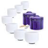 Bộ 7 Chuông Thạch Anh 8-14” Màu Trắng Mờ (White Frosted) với tùi màu tím
