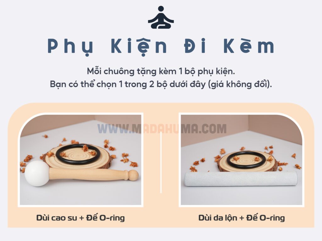 Chuông thạch anh 7 inch Màu Trắng (White Frosted) CDEFGAB 1 Phụ Kiện Đi Kèm Chuông Thạch Anh White Frosted