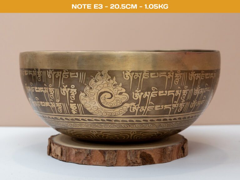 Chuông Xoay Himalaya Vàng Khắc Chú Om Mani Padme Hum | E3 | Ø20.5cm | 1.05kg