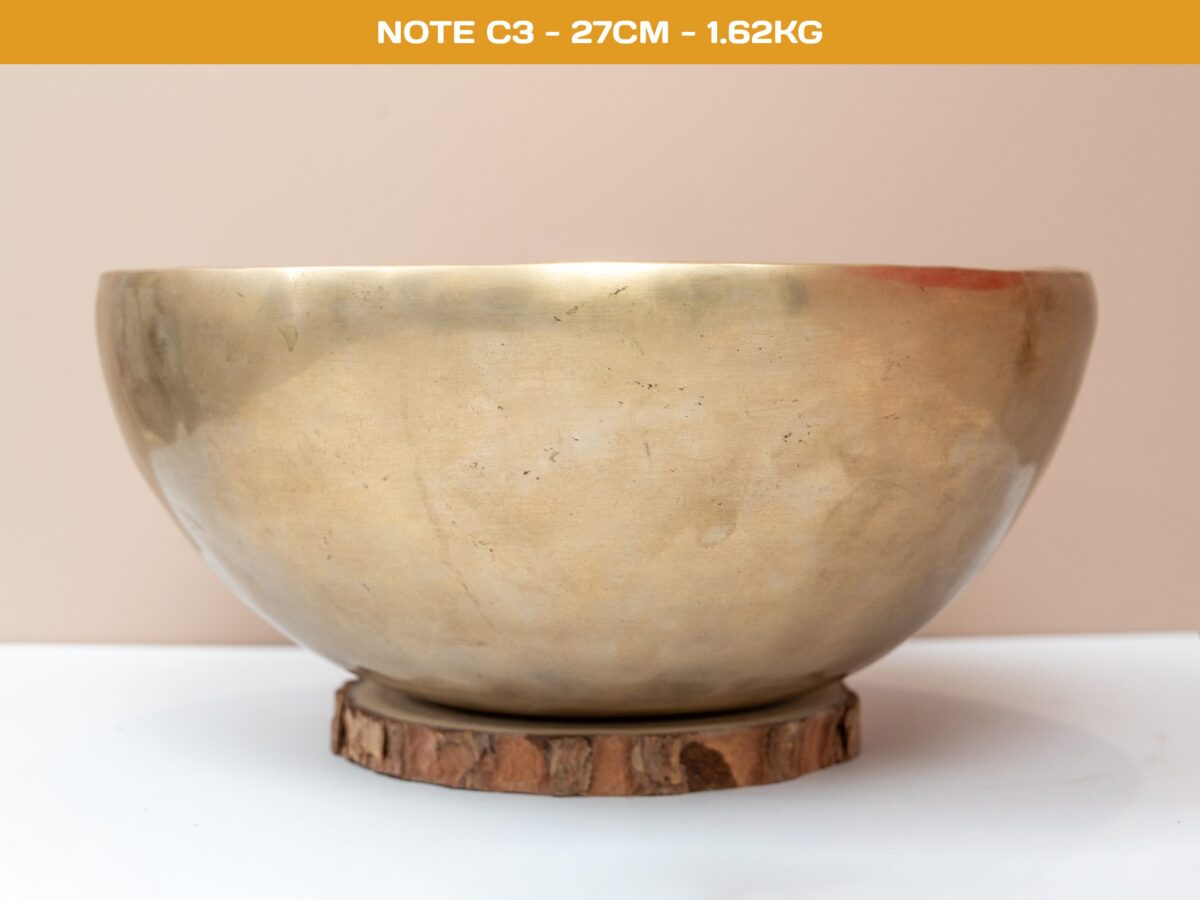 05.02.20260069 Chuông Xoay Himalaya Vàng Trơn Note C3 | Ø27cm | 1.62kg