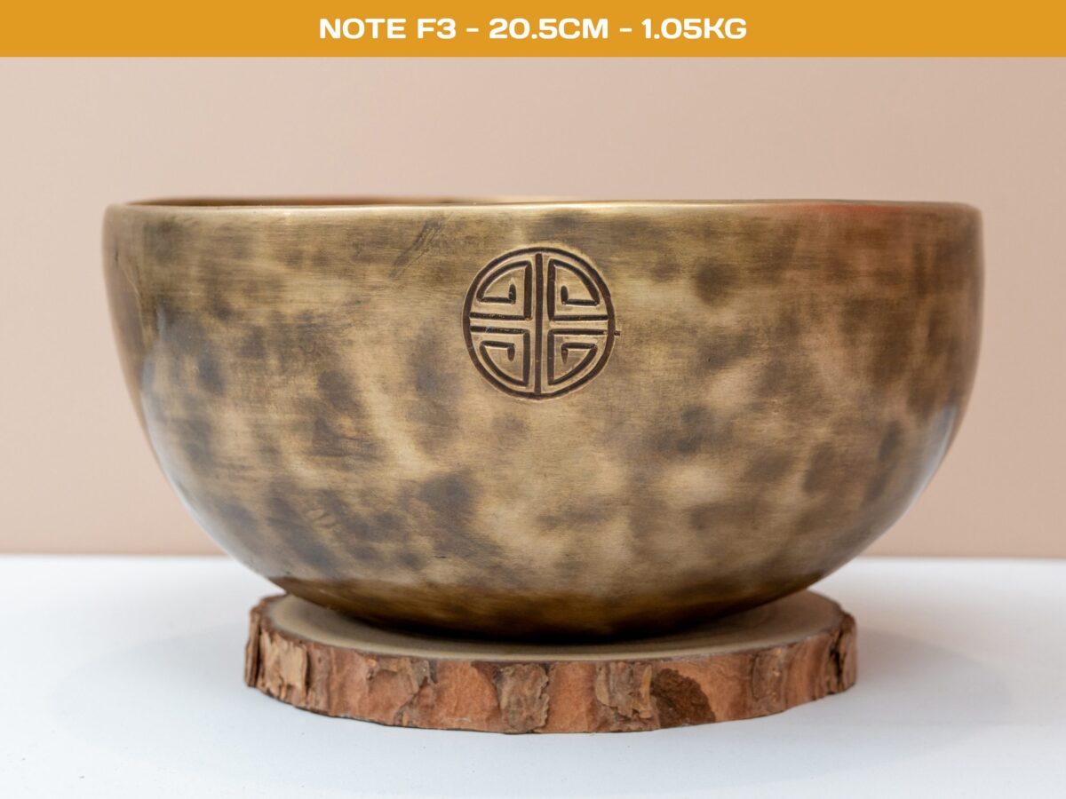 05.02.20260074 Chuông Xoay Himalaya Màu Cọp Khắc Full Moon | F3# | Ø20.5cm | 1.05kg