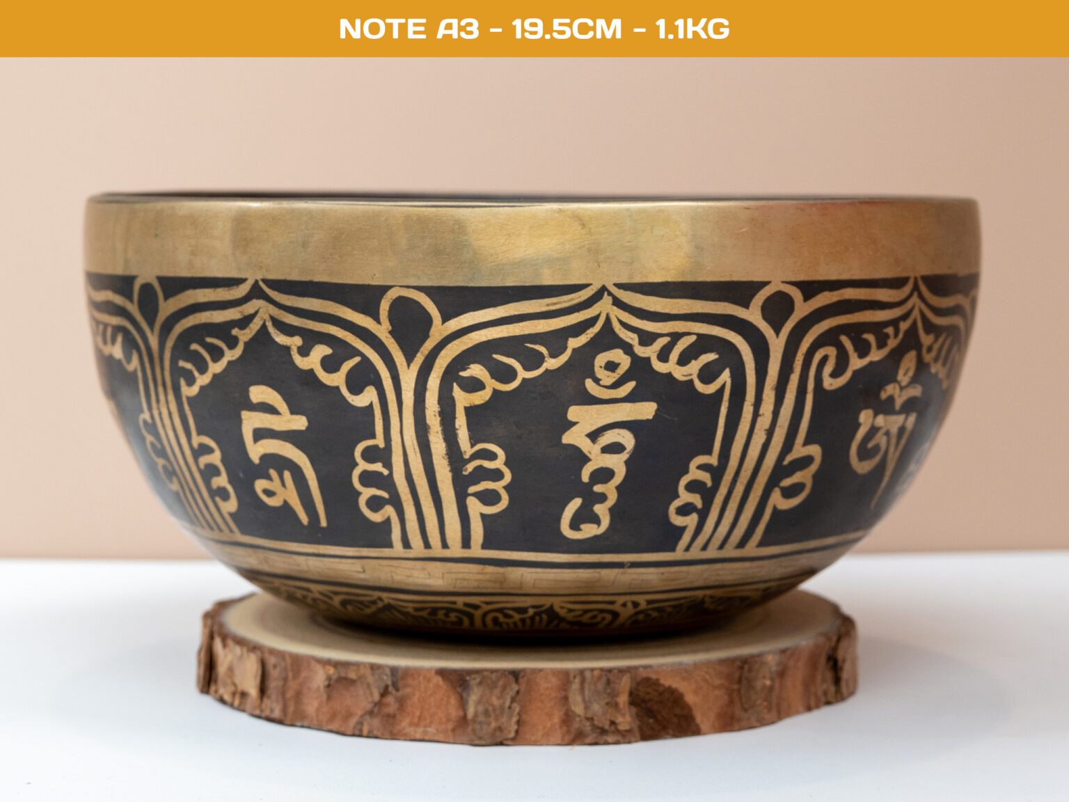 Chuông Xoay Himalaya Vàng Khắc Chú Om Mani Padme Hum | A3# | Ø19.5cm | 1.1kg