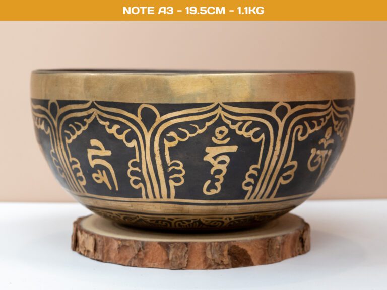 Chuông Xoay Himalaya Vàng Khắc Chú Om Mani Padme Hum | A3# | Ø19.5cm | 1.1kg