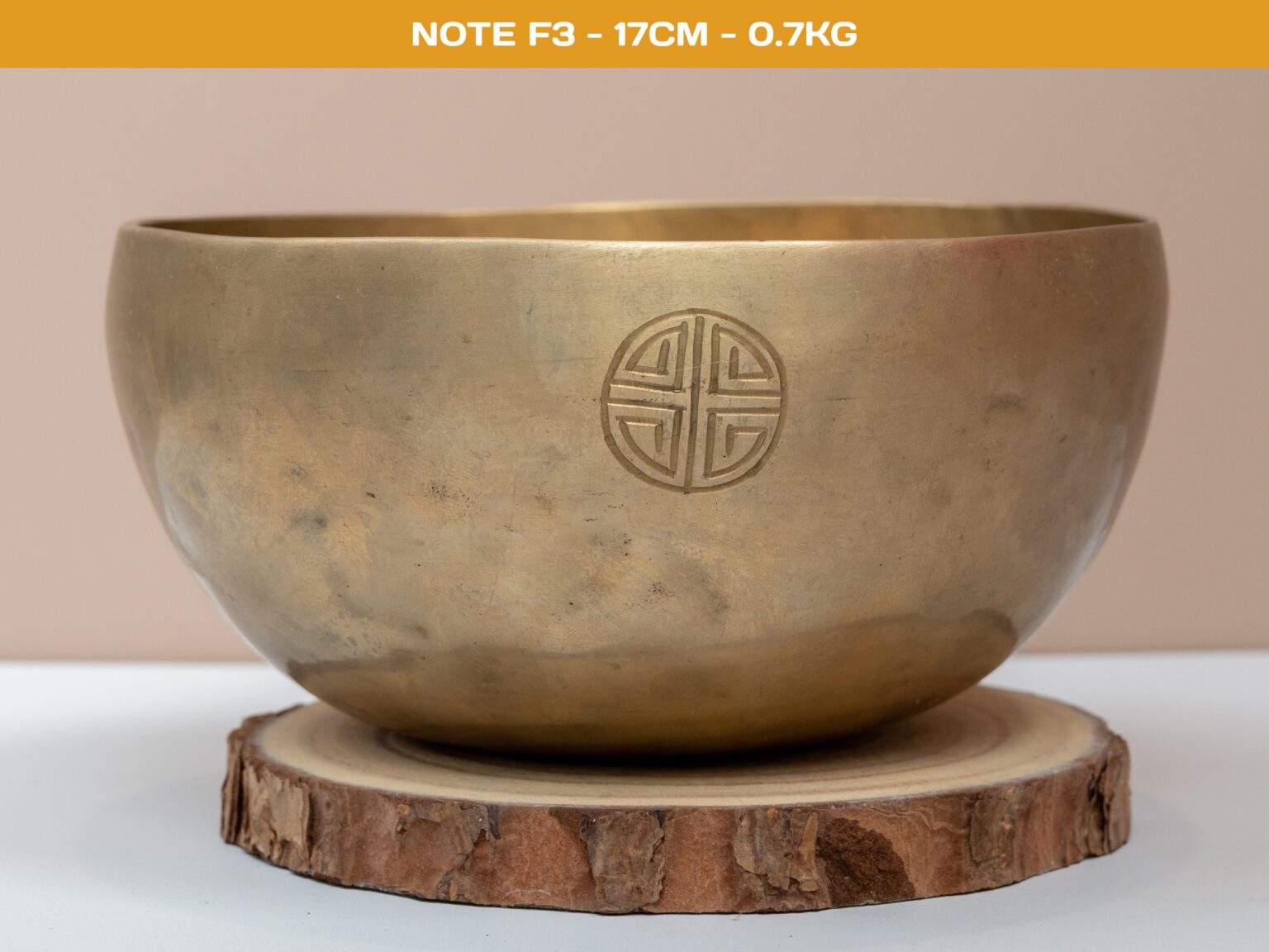 Chuông Xoay Himalaya Vàng Khắc Full Moon | F3# | Ø17cm | 0.7kg