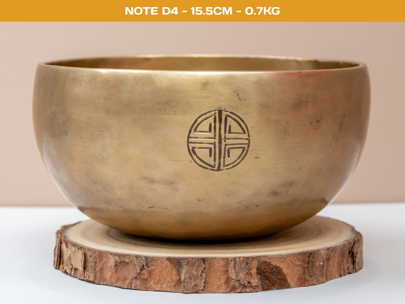 Chuông Xoay Himalaya Vàng Khắc Full Moon | D4# | Ø15.5cm | 0.7kg