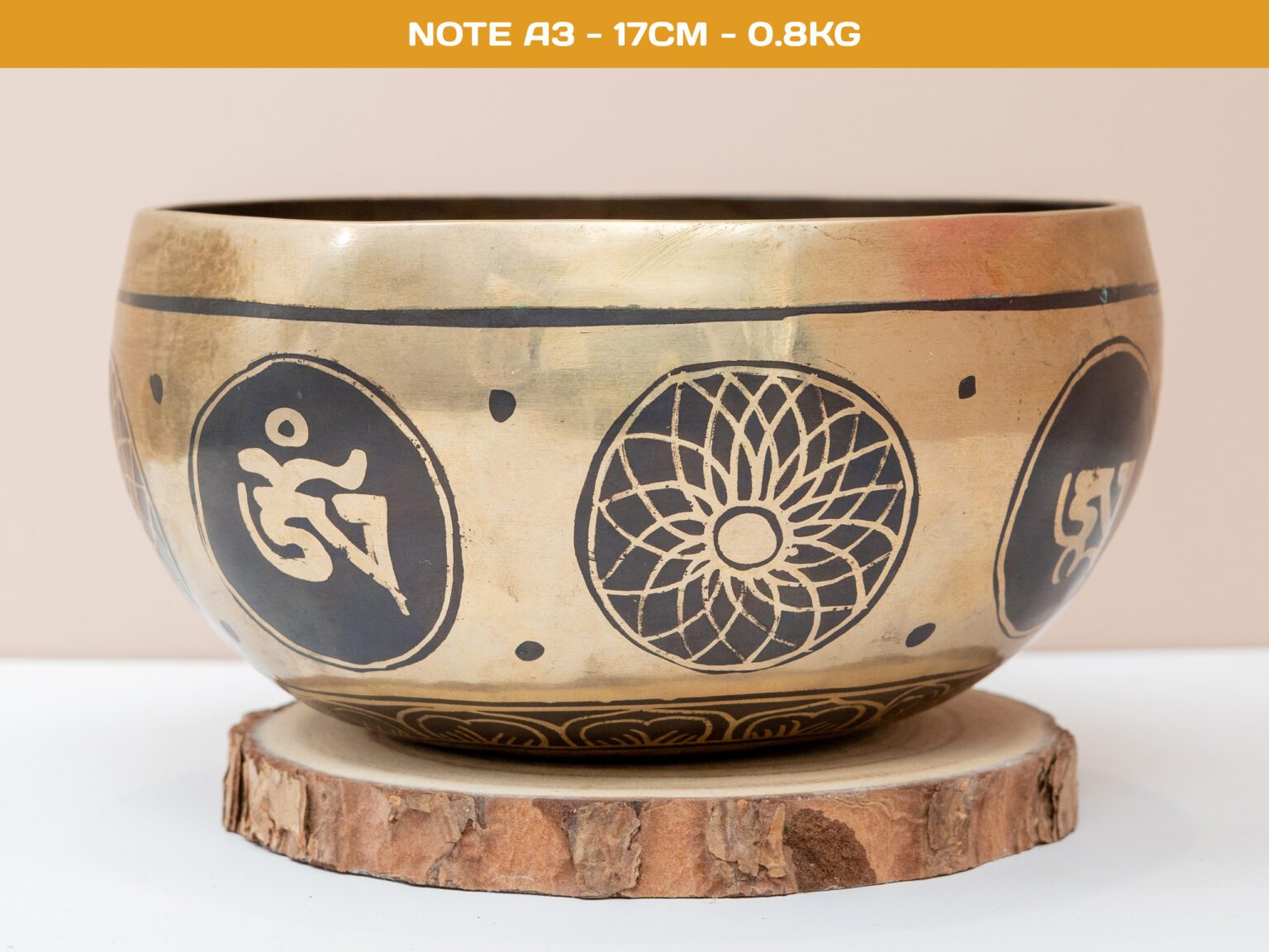 Chuông Xoay Himalaya Vàng Khắc Chú Om Mani Padme Hum | A3 | Ø17cm | 0.8kg