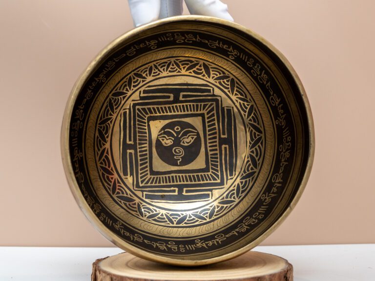 Chuông Xoay Himalaya Vàng Khắc Chú Om Mani Padme Hum | A3 | Ø17cm | 0.8kg