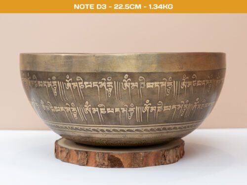 Chuông Xoay Himalaya Vàng Khắc Chú Om Mani Padme Hum | D3# | Ø22.5cm | 1.34kg