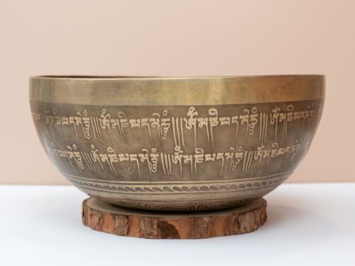 Chuông Xoay Himalaya Vàng Khắc Chú Om Mani Padme Hum | D3# | Ø22.5cm | 1.34kg