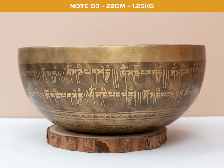 Chuông Xoay Himalaya Vàng Khắc Chú Om Mani Padme Hum | D3 | Ø22cm | 1.25kg