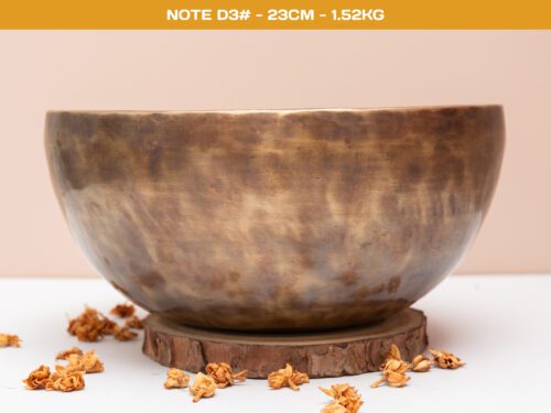 Chuông Xoay Himalaya Màu Vàng Khắc Full Moon Hàng Decor | D3# | Ø23cm | 1.52kg