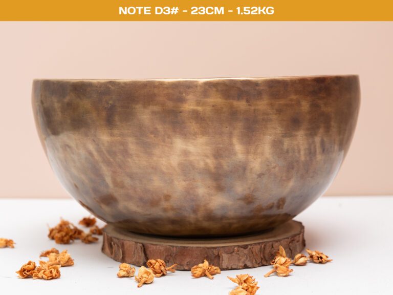 Chuông Xoay Himalaya Màu Vàng Khắc Full Moon Hàng Decor | D3# | Ø23cm | 1.52kg