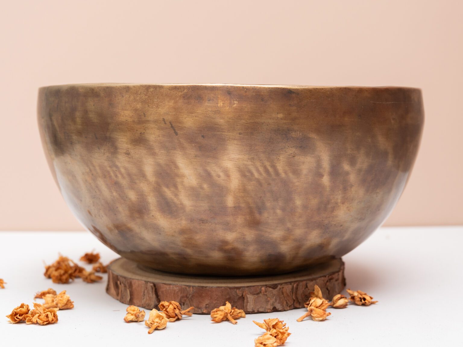 Chuông Xoay Himalaya Màu Vàng Khắc Full Moon Hàng Decor | D3# | Ø23cm | 1.52kg