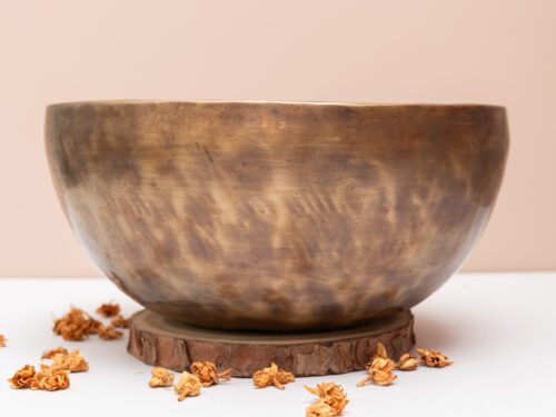 Chuông Xoay Himalaya Màu Vàng Khắc Full Moon Hàng Decor | D3# | Ø23cm | 1.52kg