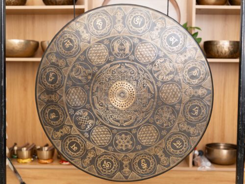 Gong Nepal Khắc Biểu Tượng Mandala Note D2# | Ø 70cm | 8.25kg