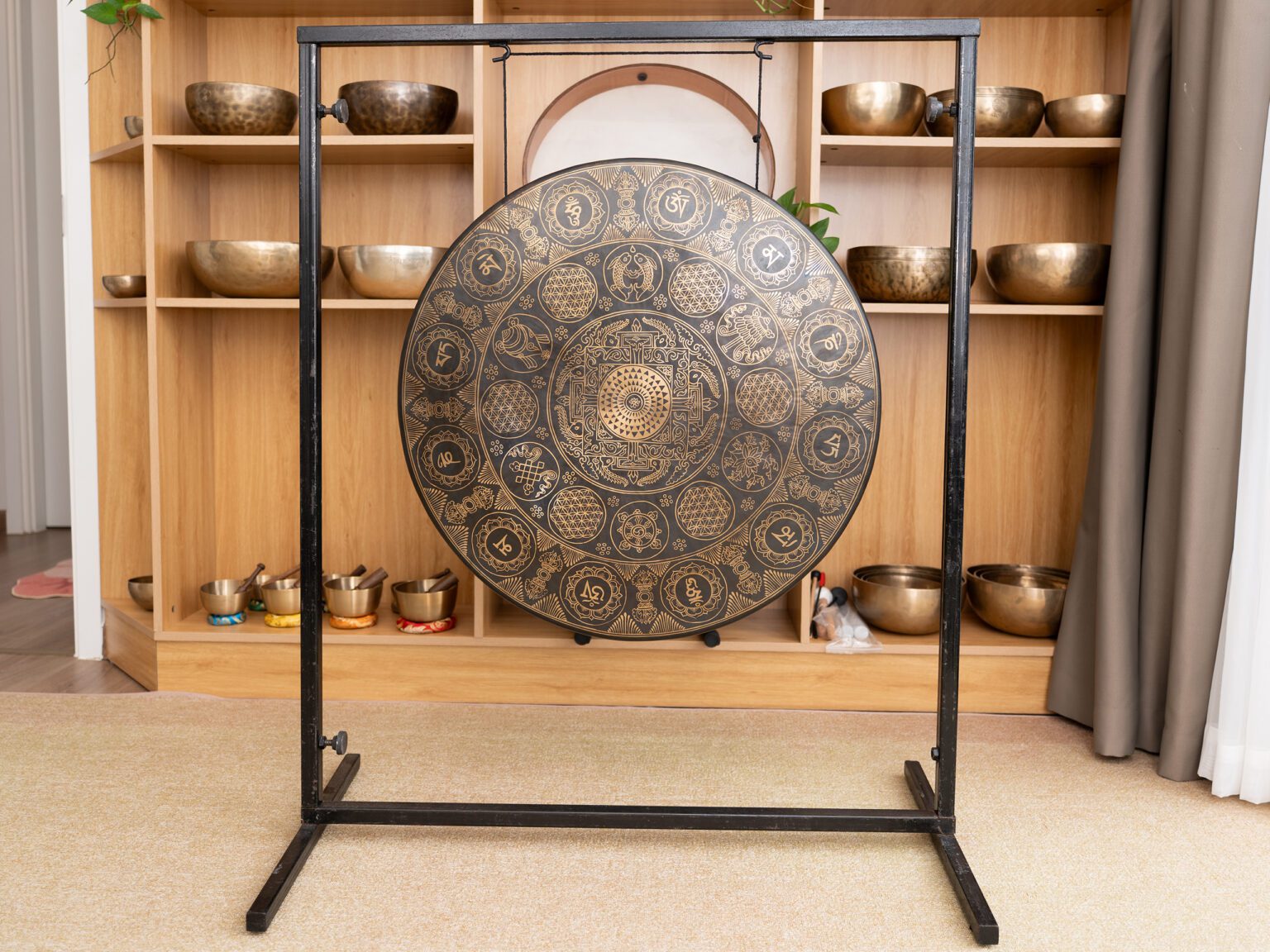 Gong Nepal Khắc Biểu Tượng Mandala Note D2# | Ø 70cm | 8.25kg