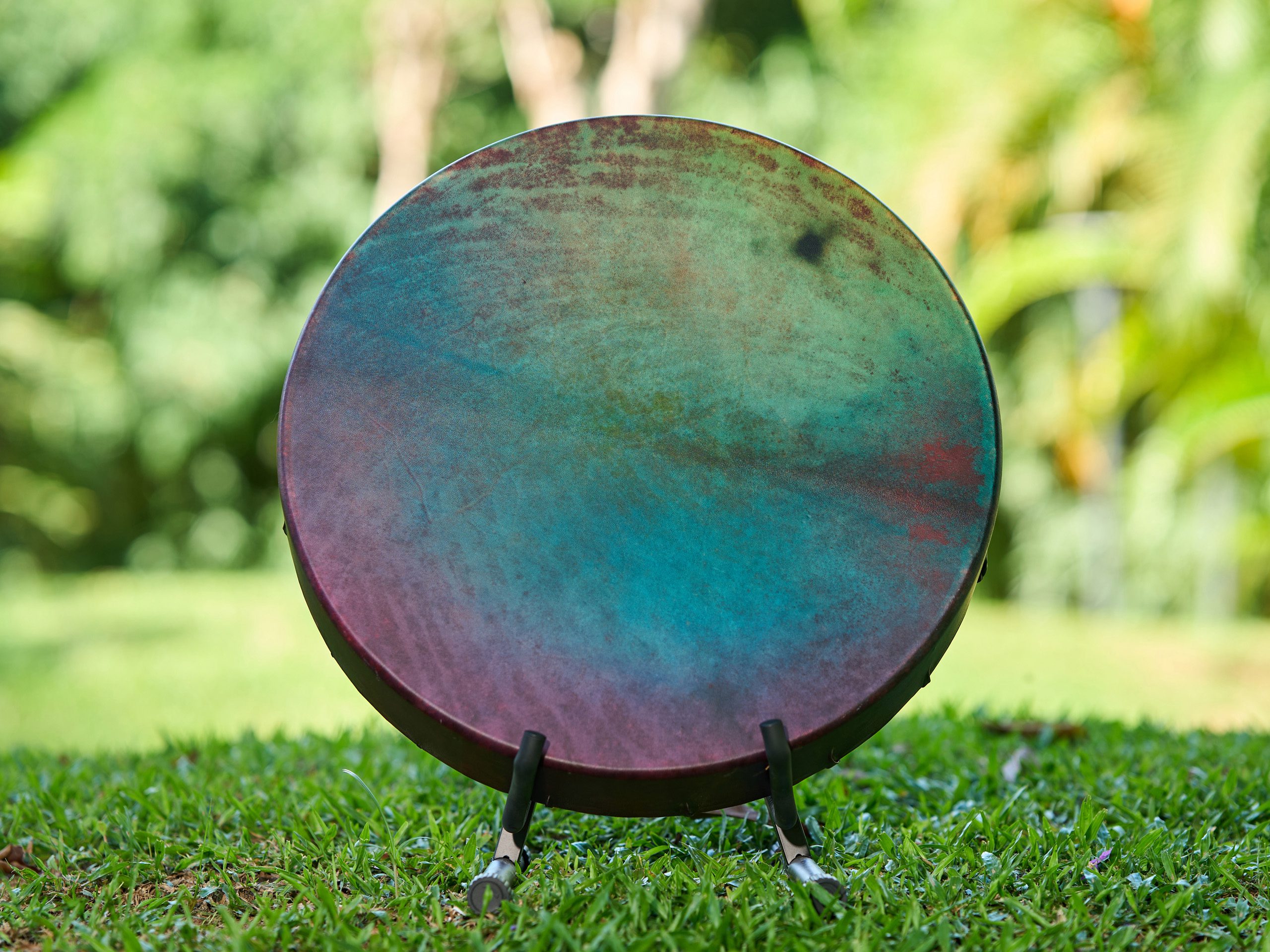 Trống Shaman 56cm Da Dê, Đính Đá Thạch Anh Trắng