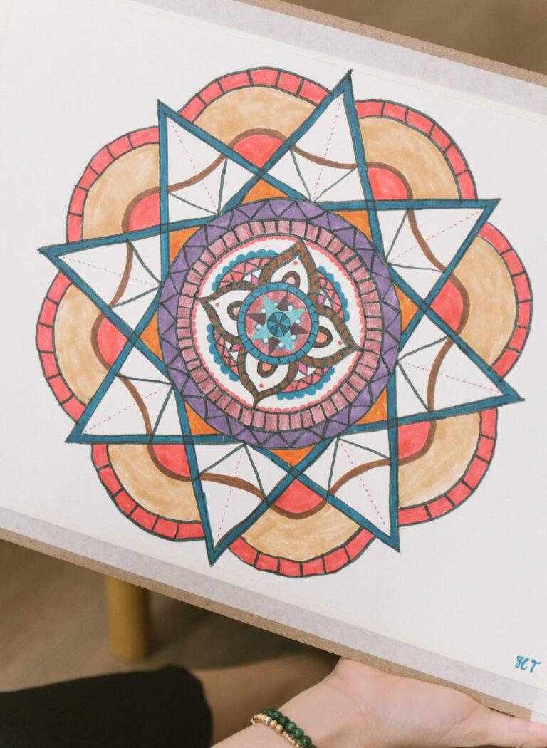 Hình vẽ mandala màu sắc rực rỡ