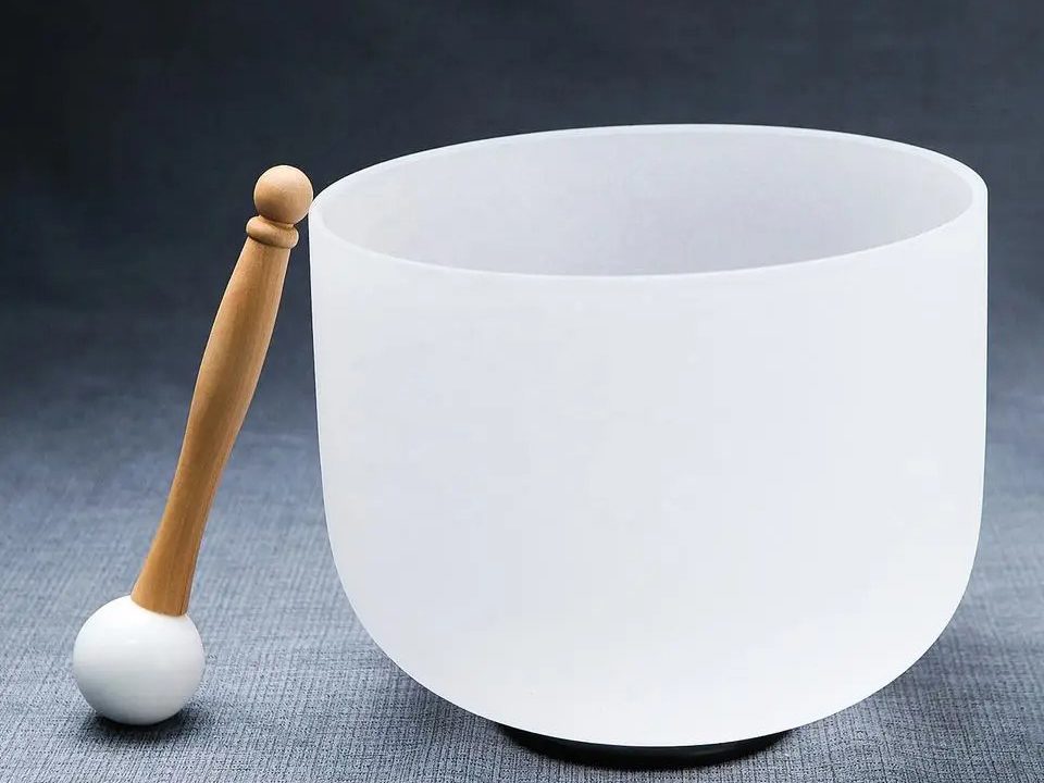 12-White Frosted Crystal Singing Bowl 06 Chuông thạch anh 12 inch Màu Trắng (White Frosted) CDEFGAB