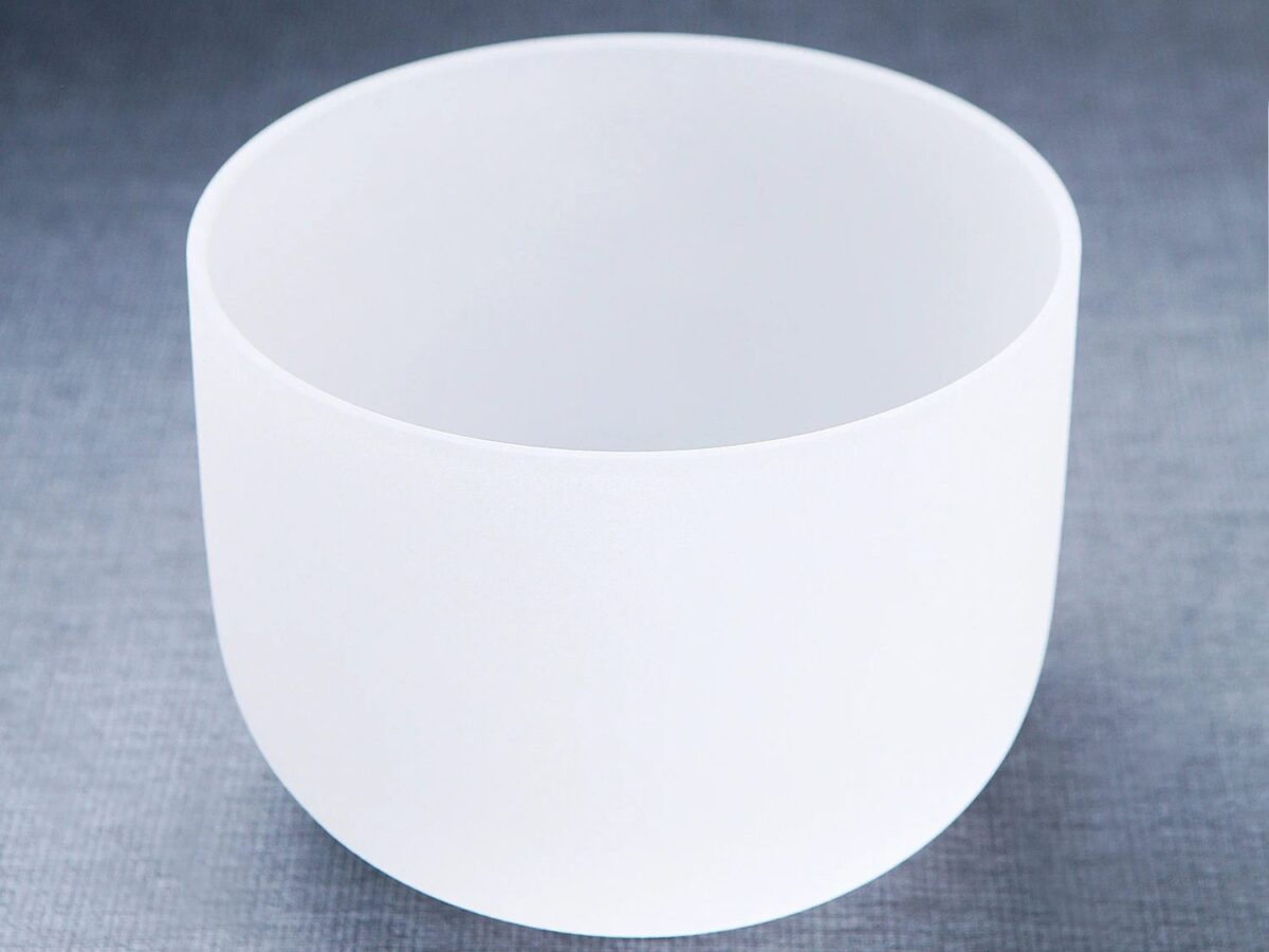 9-White Frosted Crystal Singing Bowl 03 Chuông thạch anh 9 inch Màu Trắng (White Frosted) CDEFGAB