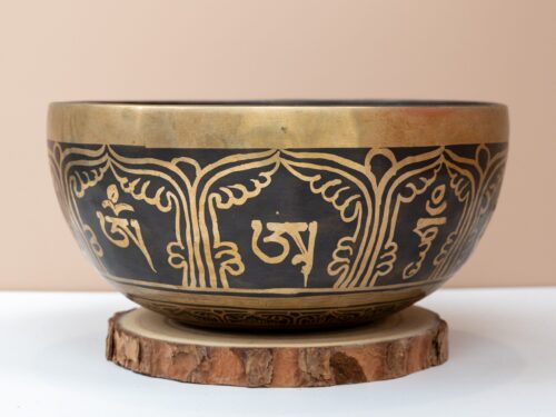 Chuông Xoay Himalaya Vàng Khắc Chú Om Mani Padme Hum | A3# | Ø19.5cm | 1.1kg