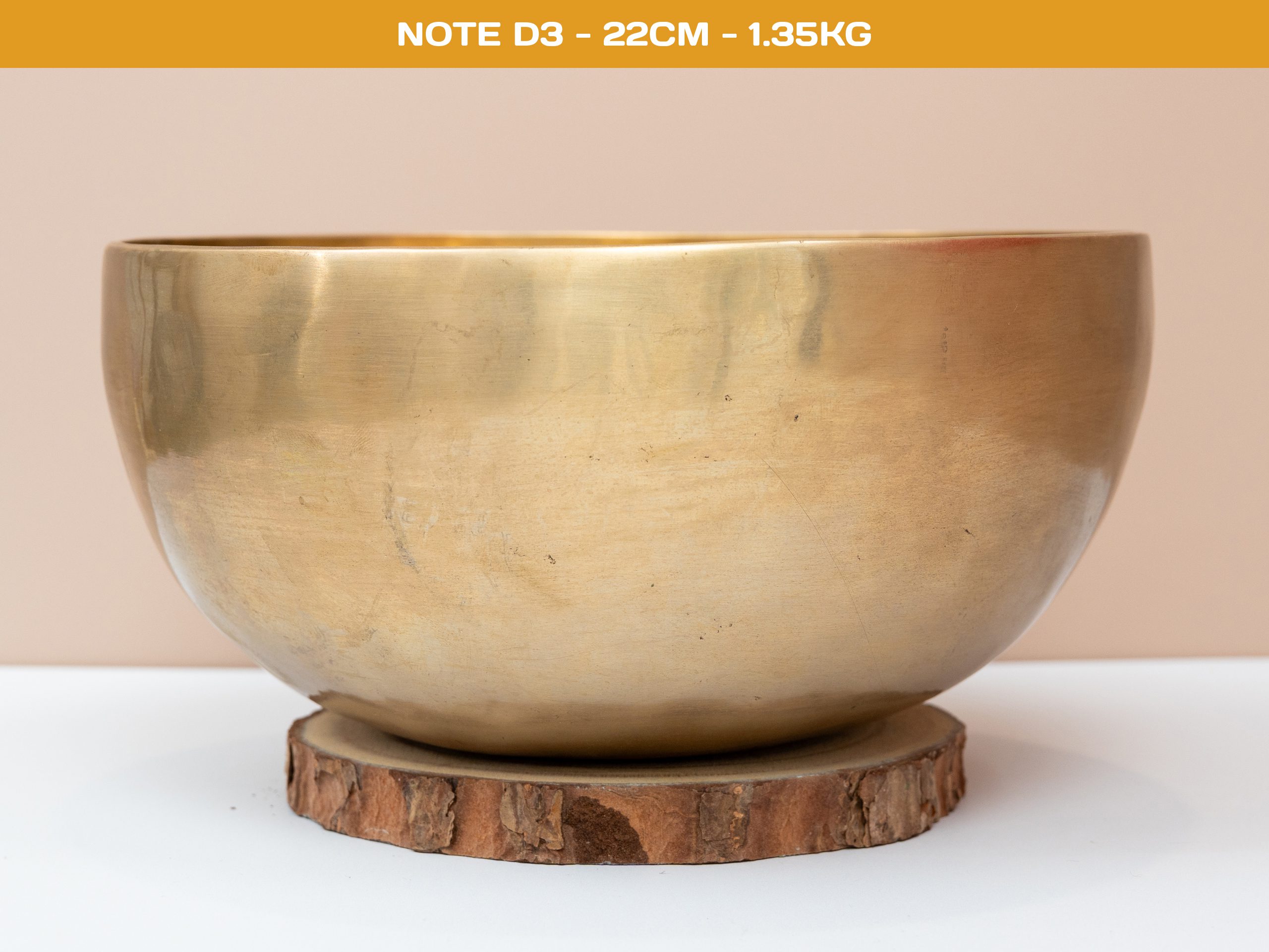 Chuông Xoay Himalaya Vàng Trơn Note D3 | Ø22cm | 1.35kg
